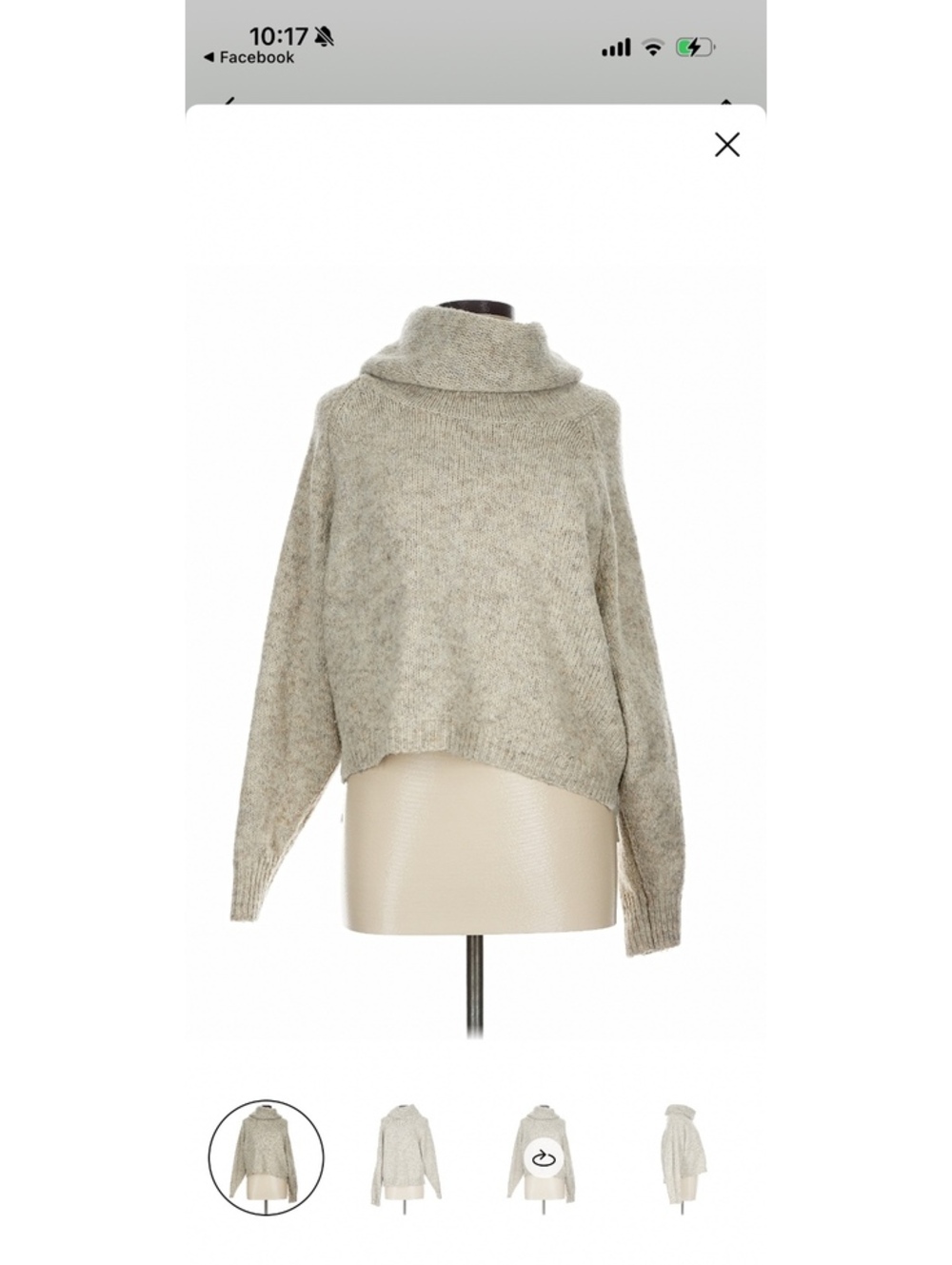 Sincerely Jules Gray Marled Chunky Knit Cowl Turtleneck Sweater Size L